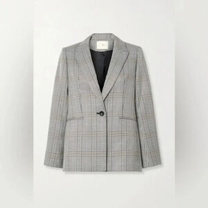 Maje Jacket Women’s 38 Checked Woven Blazer Gray